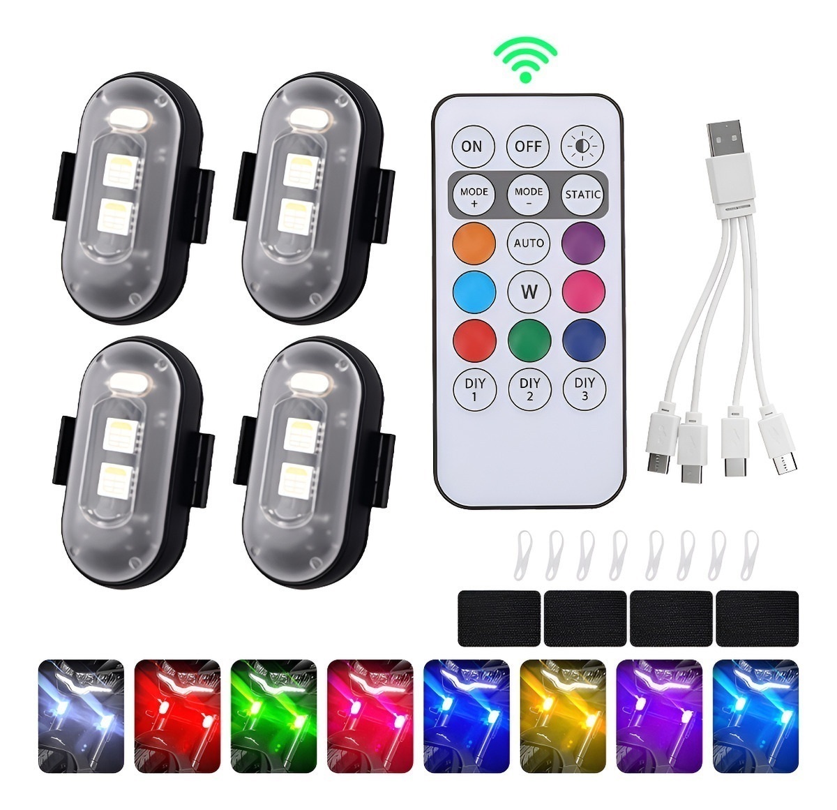 Drone Led Light - 4개 LED 스트로브 라이트, 리모컨 포함,